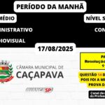 CÂMARA MUNICIPAL DE CAÇAPAVA SP AGOSTO DE 2025 – NÍVEL MÉDIO E SUPERIOR (QUESTÕES 11 a 15) – MANHÃ